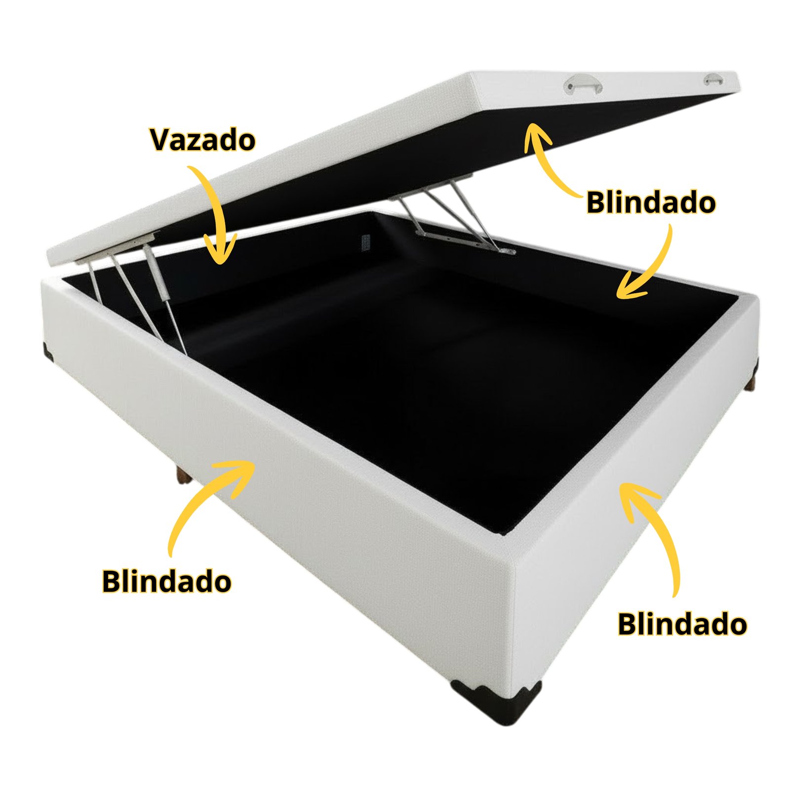 Base Box Casal Baú Corino Branco - ALTO NÍVEL CAMAS E COLCHÕES - Imagem 2