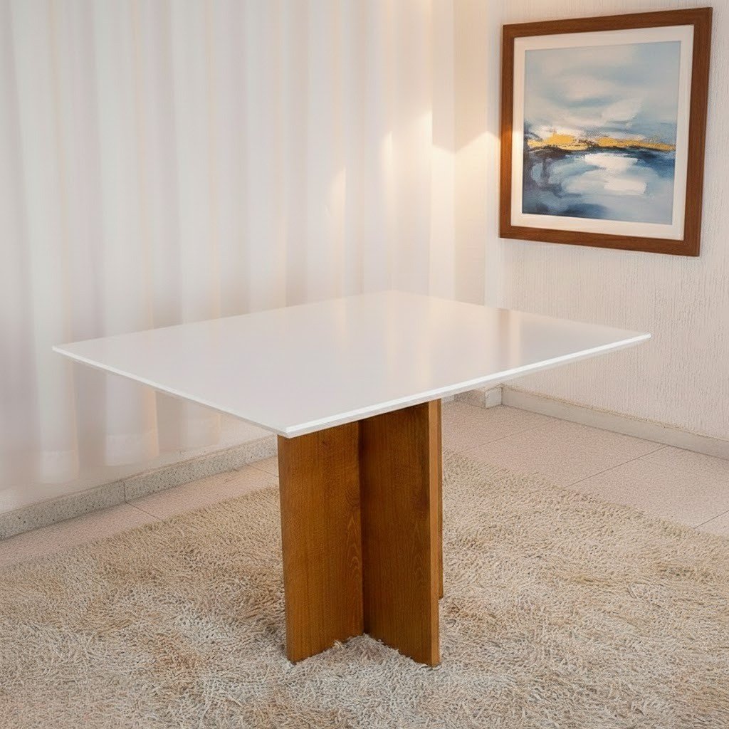 Mesa Salinas 90 (Tampo Dakota c/vidro) Cinamomo/Off White - CEL MOVEIS