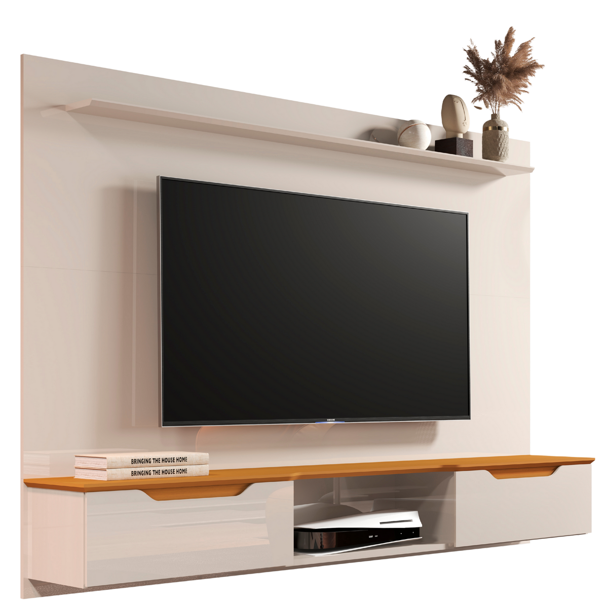Painel até 75" Studio 2.18 Off White/Cedro - EDN MÓVEIS - Imagem 5