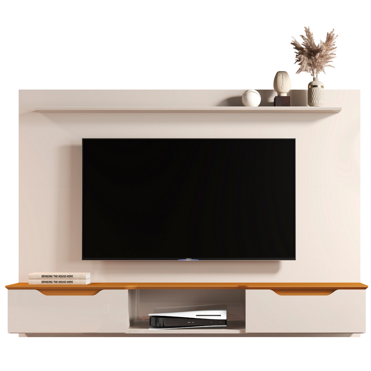 Painel até 75" Studio 2.18 Off White/Cedro - EDN MÓVEIS - Imagem 4