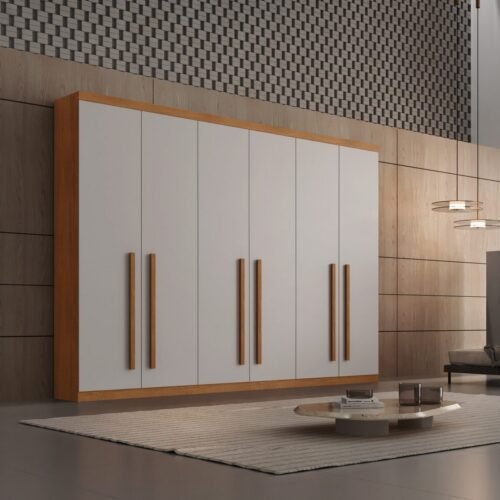 Guarda-Roupa 6 Portas Pernambuco 2,73 m Naturale/Off White - RUFATO