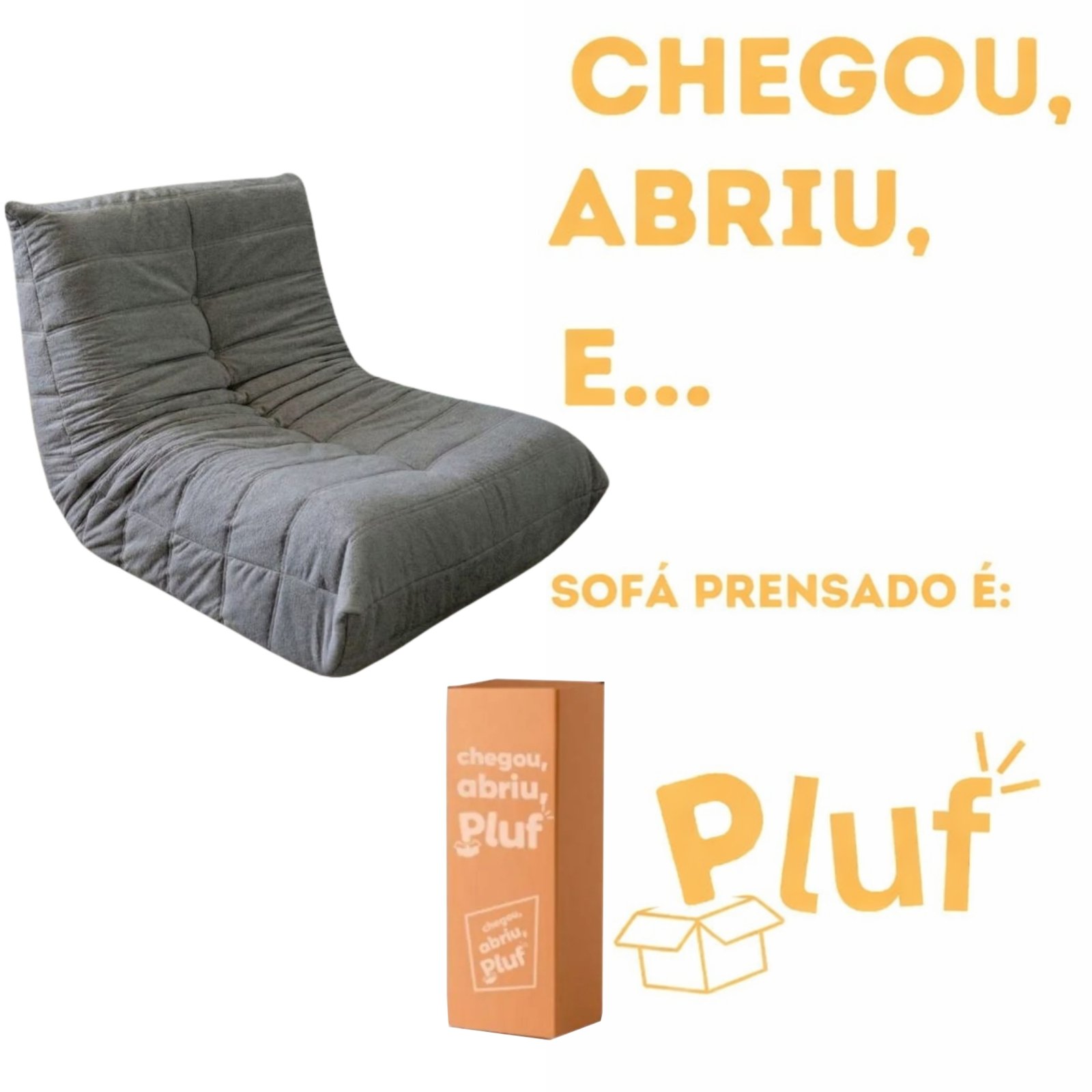 Poltrona Togo (Expansível) Bouclé Cinza Grafite 10 - PLUFF SOFÁ NA CAIXA - Imagem 3
