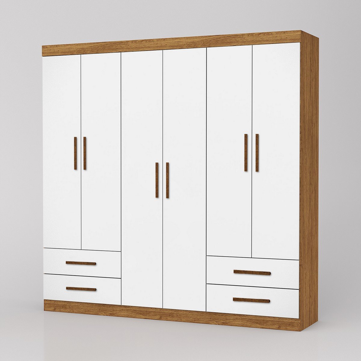 Guarda-Roupa 6 Portas Hércules (Sem espelho) 1,77 m Cinamomo/Branco - CARIOCA MÓVEIS - Imagem 2
