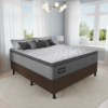 Colchão Casal Texas 29 cm D28 Molas Ensacadas + Base Simples Corino Marrom – GAZIN + BIOSTAR