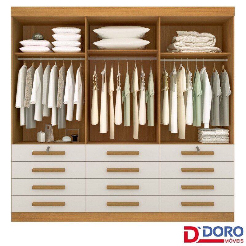Guarda-roupa Mônaco Plus 6 Portas Cinamomo/Off White Larg. 2.40m - D Doro - Imagem 2