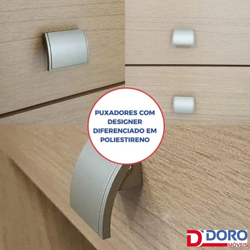 Guarda-roupa Casal 2 Portas Titanium Ripado MDF Cinamomo/Off White Larg. 2.20m D Doro - Imagem 12