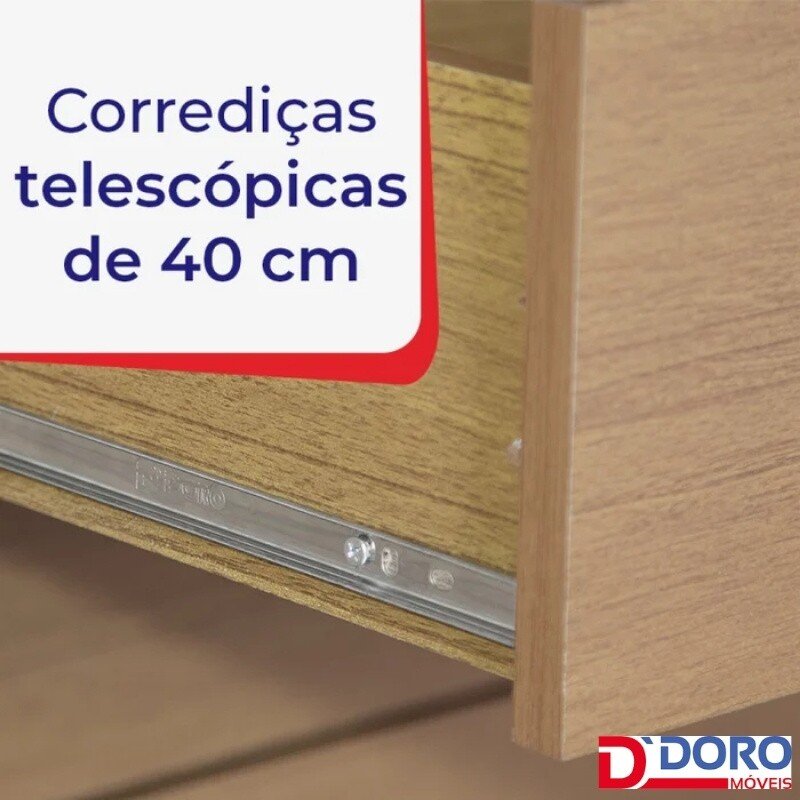 Guarda-roupa Casal 2 Portas Titanium Ripado MDF Cinamomo/Off White Larg. 2.20m D Doro - Imagem 14