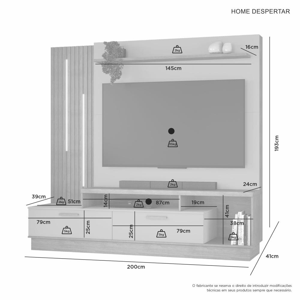 Home até 65" Despertar Cinamomo/Off White - JCM MOVELARIA - Imagem 5