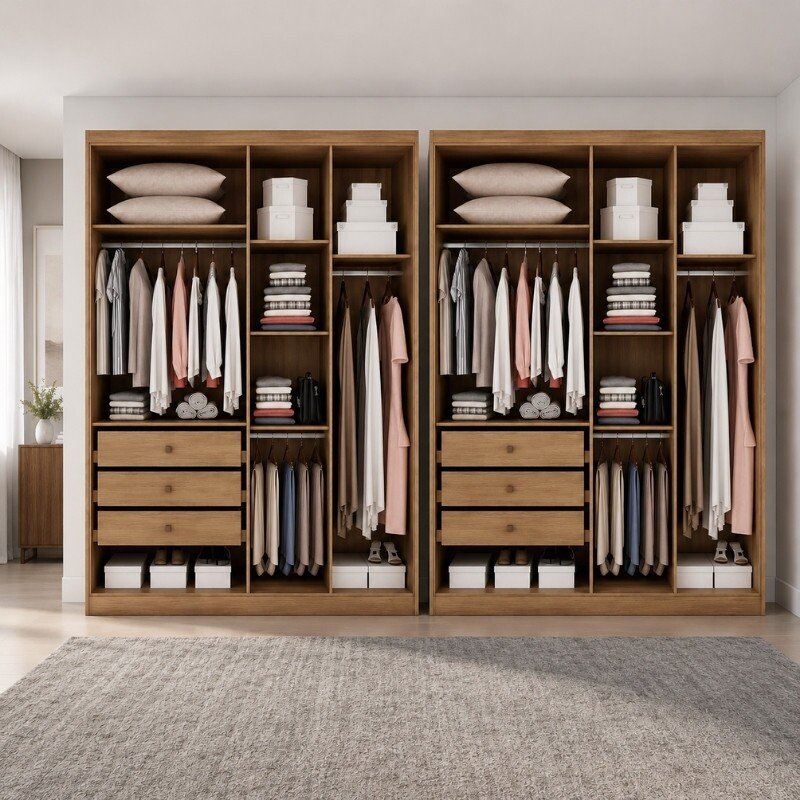2 Guarda-roupa Rizon New Cumaru/Fendi Fosco Larg. 3.18m 8 Portas 6 Gavetas - Novo Horizonte - Imagem 2