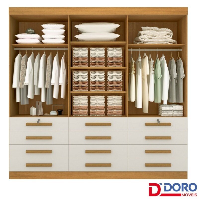 Guarda-roupa Mônaco Plus 6 Portas Cinamomo/Off White Larg. 2.40m - D Doro - Imagem 3