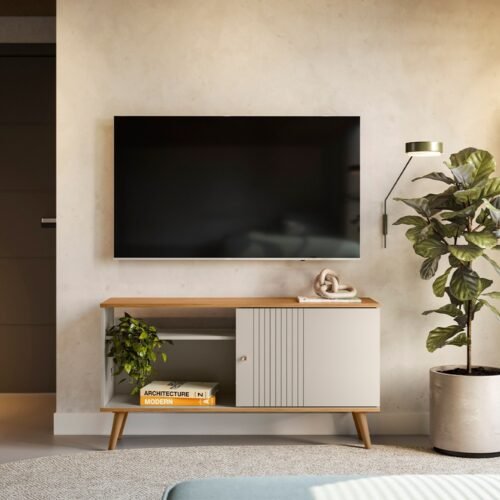 Rack até 50" Rubi Nature/Off White - LINEA BRASIL