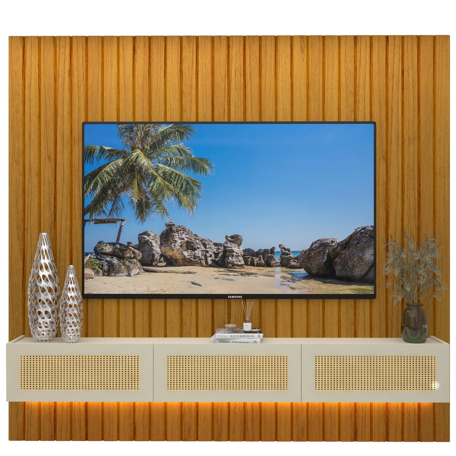 Home Suspenso até 85" Majestade 230 Naturale com Nicho Native Off White - GELIUS - Imagem 7