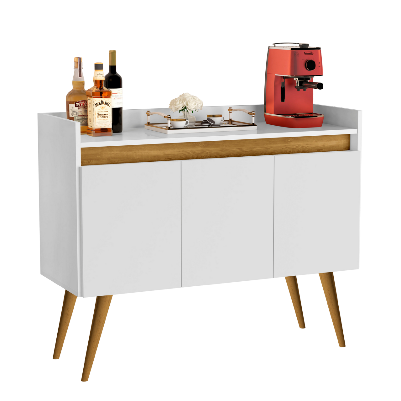 Buffet 3 Portas Gold Branco/Mel/Branco - MOVEIS PRIMUS - Imagem 6
