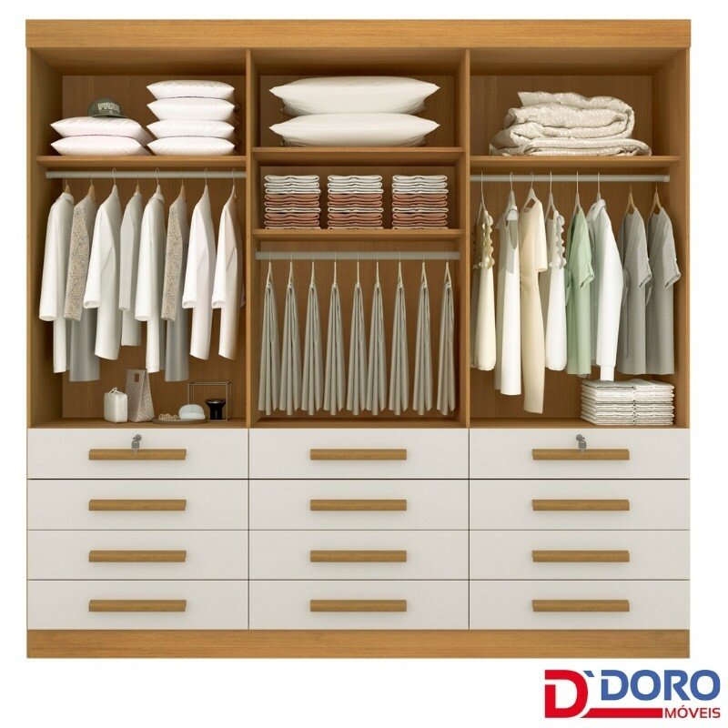 Guarda-roupa Mônaco Plus 6 Portas Cinamomo/Off White Larg. 2.40m - D Doro - Imagem 4