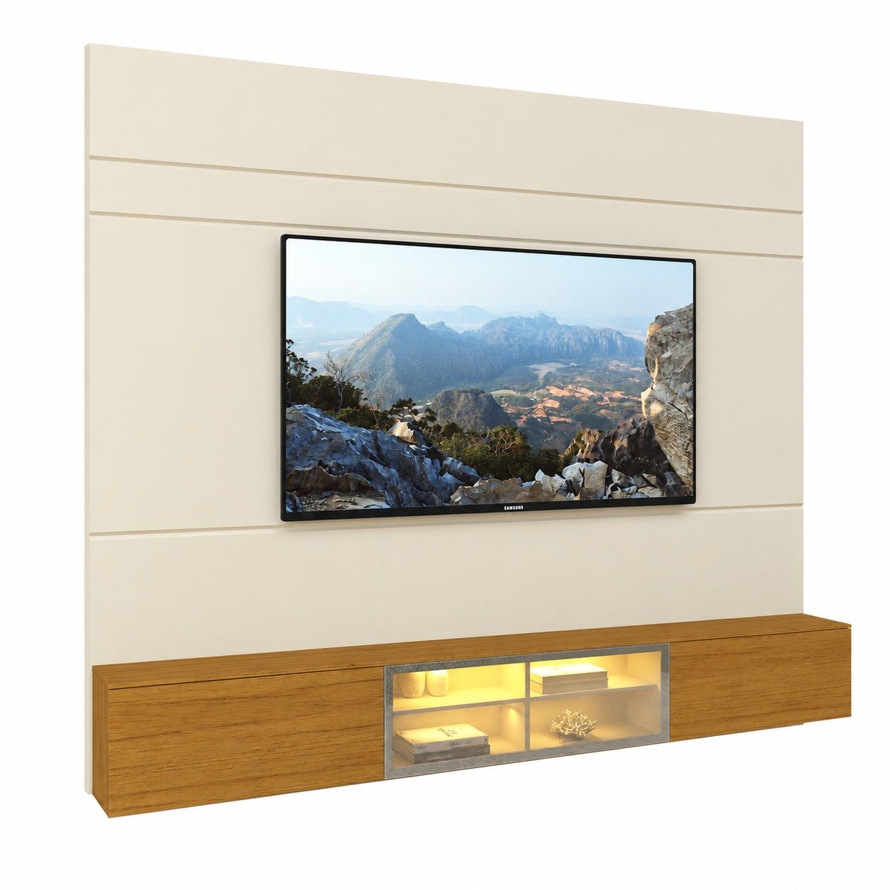 Painel até 85″ Luminare 2,17 m Off White + Nicho Luminare 2,15 m Off White – GELIUS - Imagem 5