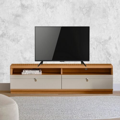Rack até 70" Ouro Preto Nature/Off White - LINEA BRASIL