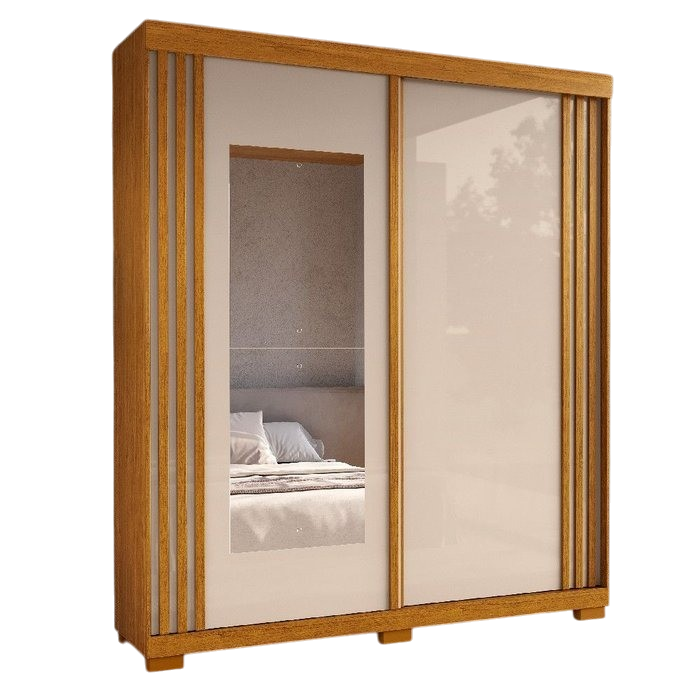 Guarda-Roupa 2 Portas Athena 1,80 m (C/Espelho) Cinamomo/Off White/Cinamomo – ACP MÓVEIS - Imagem 6