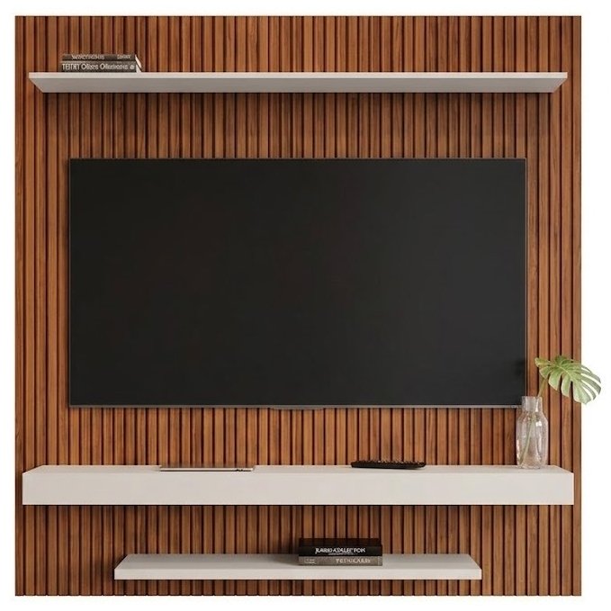 Painel ate 60" Leme Naturalle Ripado/Off White - BECHARA - Imagem 2