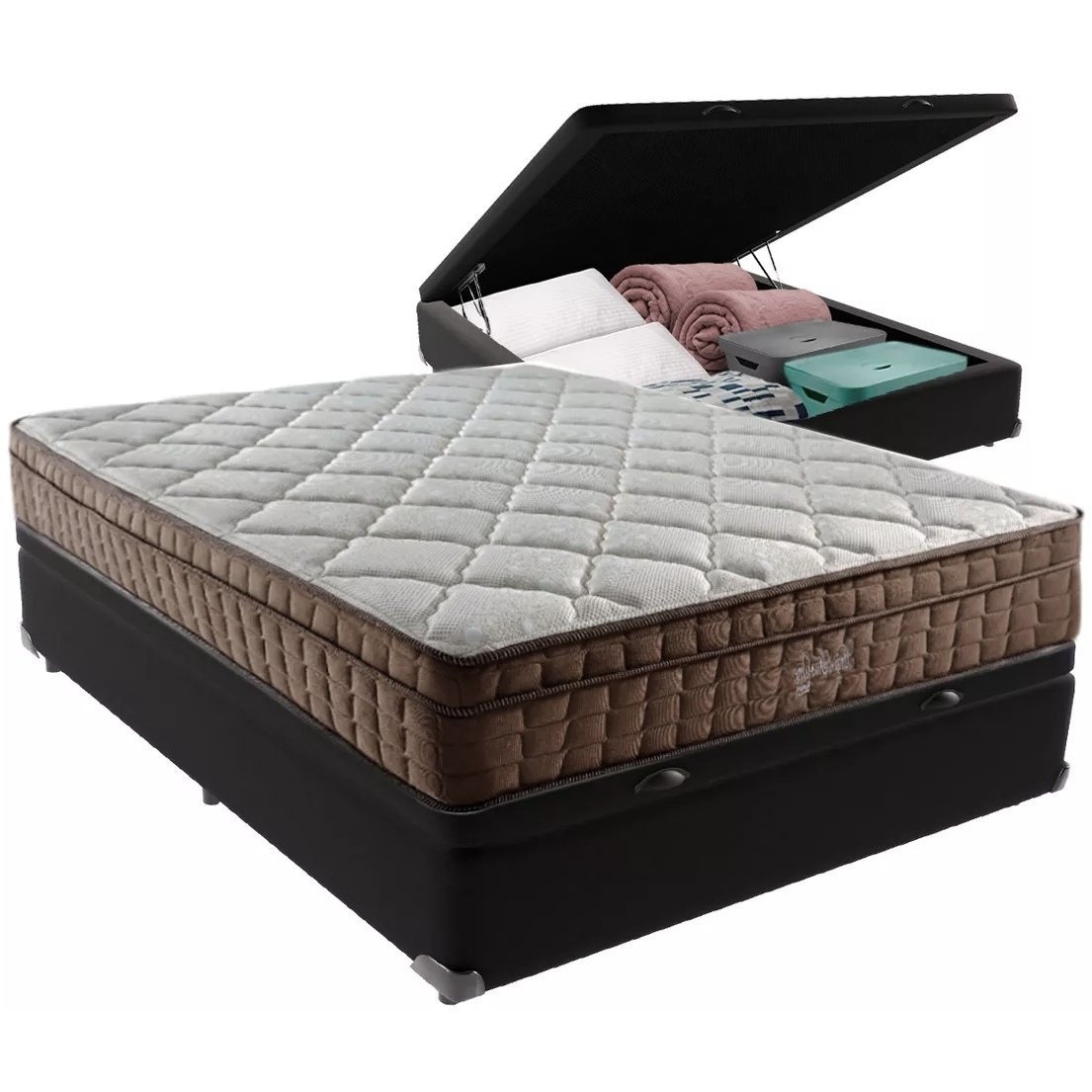 Colchão Casal Star One 30 cm D28/AG D70 + Base Baú Corino Preto – ANJOS + BIOSTAR - Imagem 2