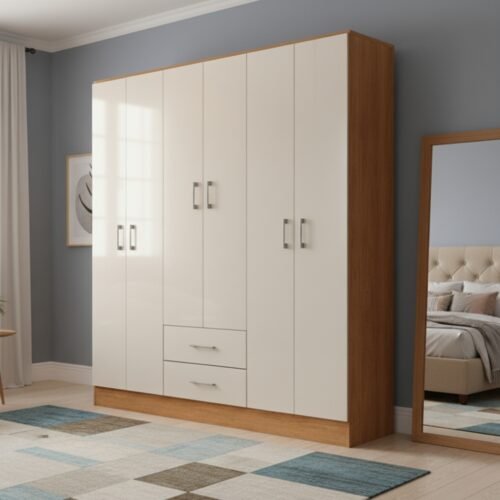 Guarda-Roupa 6 Portas Jamaica 6002 1,34 m Cinamomo/Off White – FELLICCI