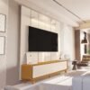 Painel até 75″ Lumi 1,88 m Off White + Rack Liv 1,80 m Cedro/Off White – EDN MÓVEIS