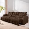 Sofá Retrátil e Reclinável Premier/Minas 2,50 m Veludo Marrom 506 - DECORAR ESTOFADOS