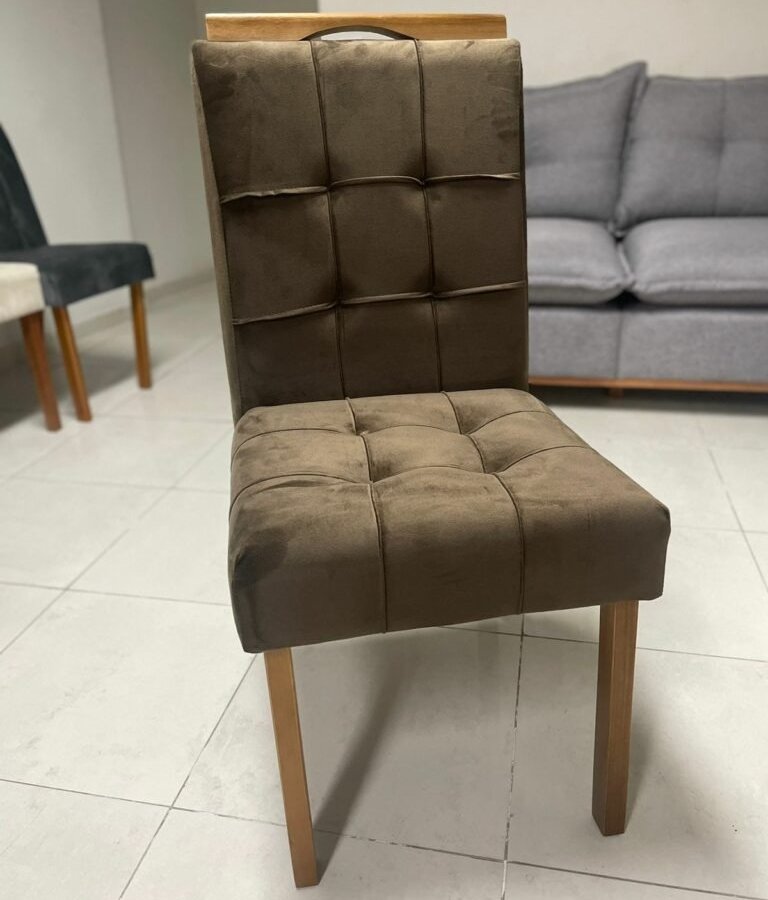 Mesa Salinas 100 (Tampo Dakota s/ vidro) Cinamomo com 4 Cadeiras Sophia Veludo Marrom – CEL MÓVEIS + WM DECOR - Imagem 2