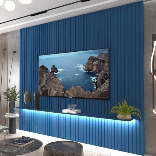 Painel ate 85" Nobre Ripado 230 Azul - GELIUS