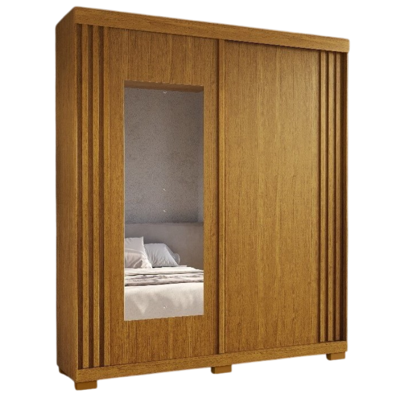Guarda-Roupa 2 Portas Athena 1,80 m (C/Espelho) Cinamomo/Off White/Cinamomo – ACP MÓVEIS - Imagem 7