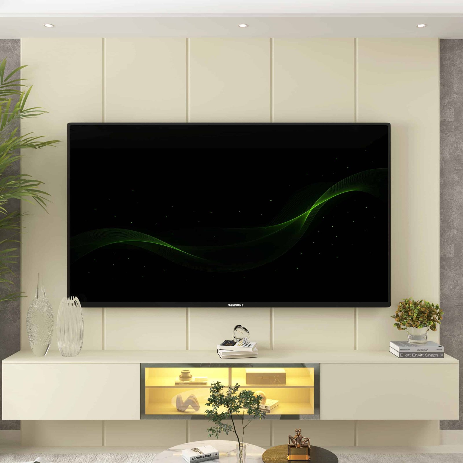 Home Suspenso até 85" Realce 2,225 m Off White com Nicho Luminare Off White - GELIUS - Imagem 3