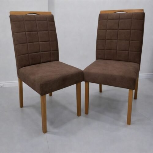 Alternative view of Mesa Maria 90 Imbuia/Off White com 4 Cadeiras Quartzo/Safira Veludo Marrom – A&A CONCEITO + KM DECOR