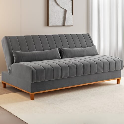 Sofá Cama Luna/Duna 1,80 m Veludo Cinza Grafite - VIERO MÓVEIS