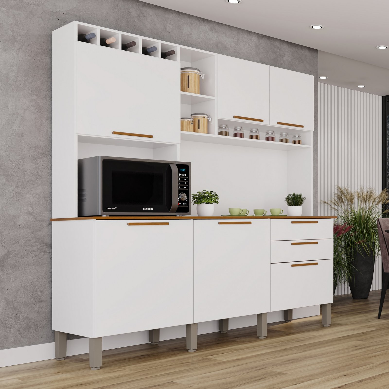 Kit Cozinha New Topázio 1,65 m Branco - SALLÊTO