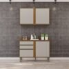 Armário Aéreo 2 Portas + Balcão Pérola 1,20 m Cinamomo/Off White  – SALLÊTO