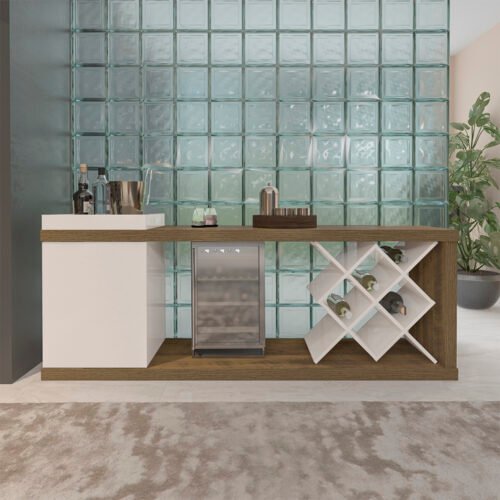Rack Bar até 60" Madrid Pinho/Off White - ARTELY