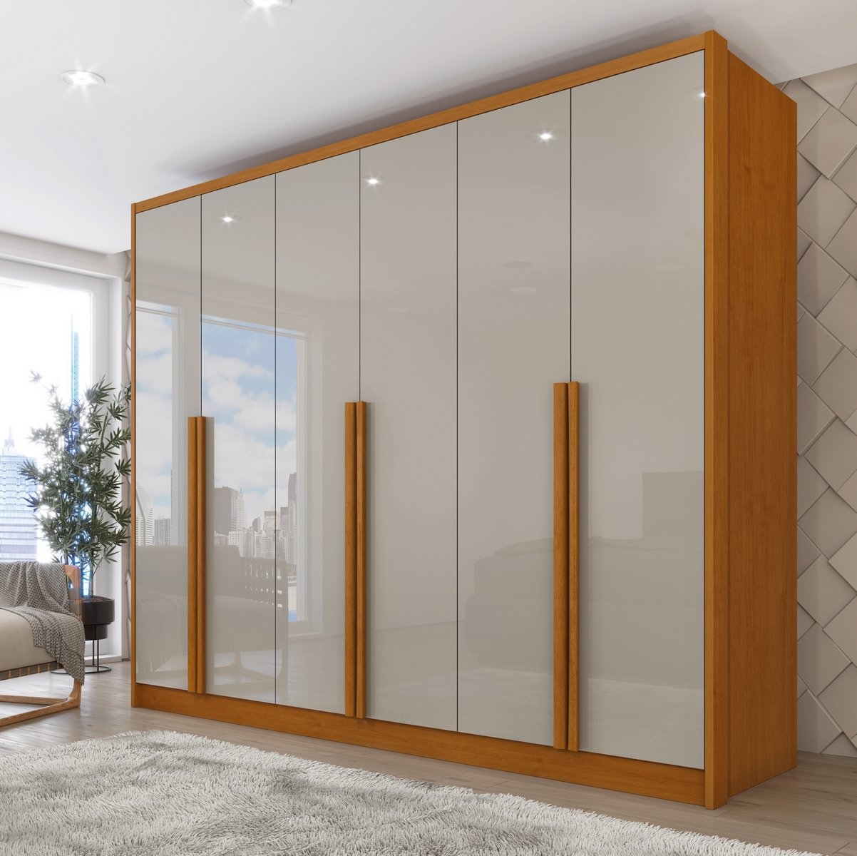 Guarda-Roupa 6 Portas Realeza/Esplendor 2,74 m Cinamomo/Off White - TCIL