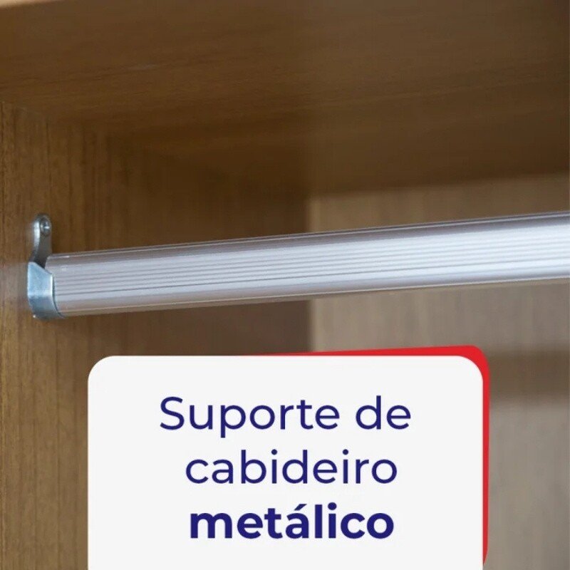 Guarda-roupa Casal 2 Portas Titanium Ripado MDF Cinamomo/Off White Larg. 2.20m D Doro - Imagem 13