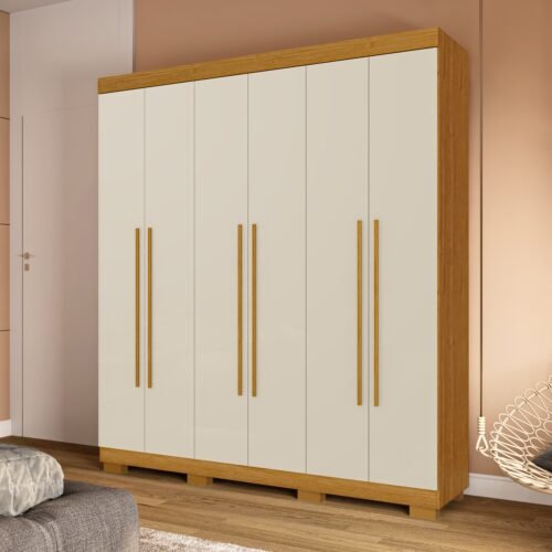 Guarda-Roupa 6 Portas Paolla 1,80 m Cinamomo/Off White - ACP MÓVEIS