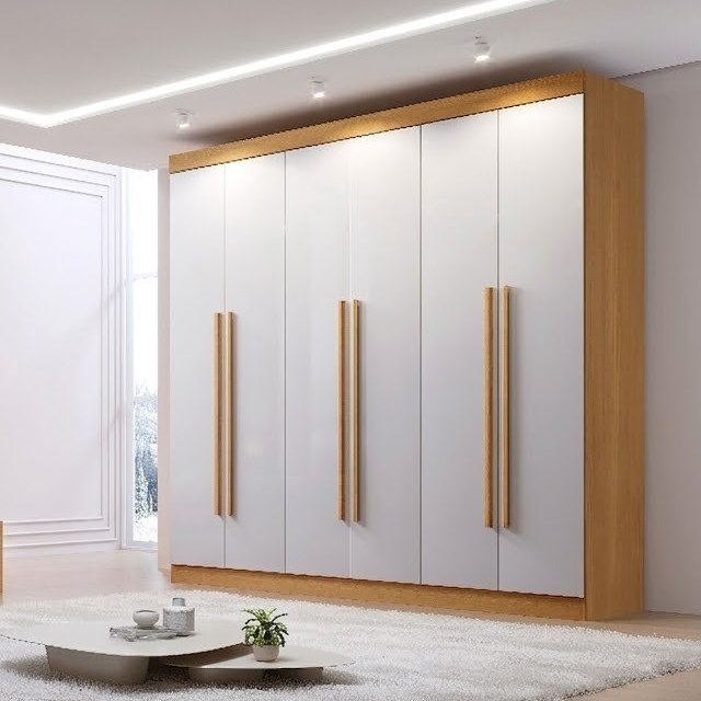 Guarda-Roupa 6 Portas Monte Carlo 2,32 m Cinamomo/Off White - D'DORO