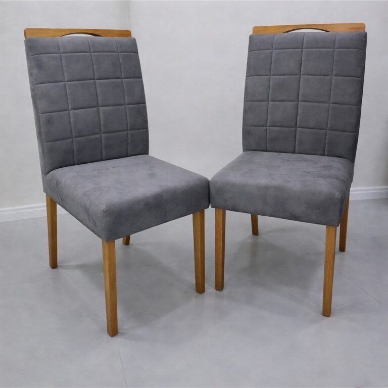 Mesa Maria 120 Imbuia/Off White com 4 Cadeiras Quartzo/Safira Veludo Cinza Grafite – A&A CONCEITO + KM DECOR - Imagem 2