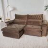 Sofá Retrátil e Reclinável Arezzo 2,50 m Veludo Marrom - ARJAN DECOR