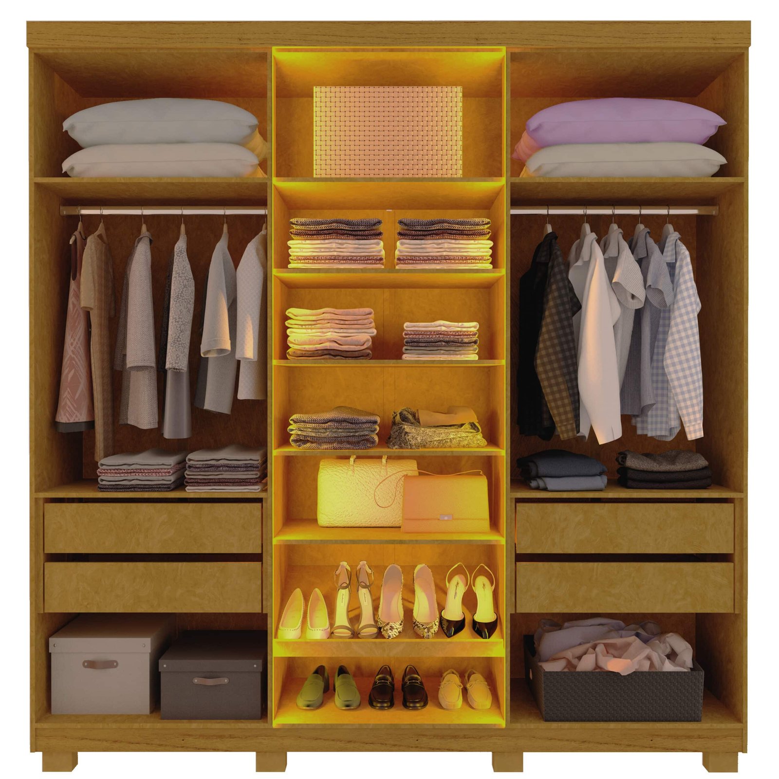Guarda-Roupa Imperatriz 2,30 m 6 Portas/2 Reflecta Naturale/Off White - GELIUS - Imagem 3