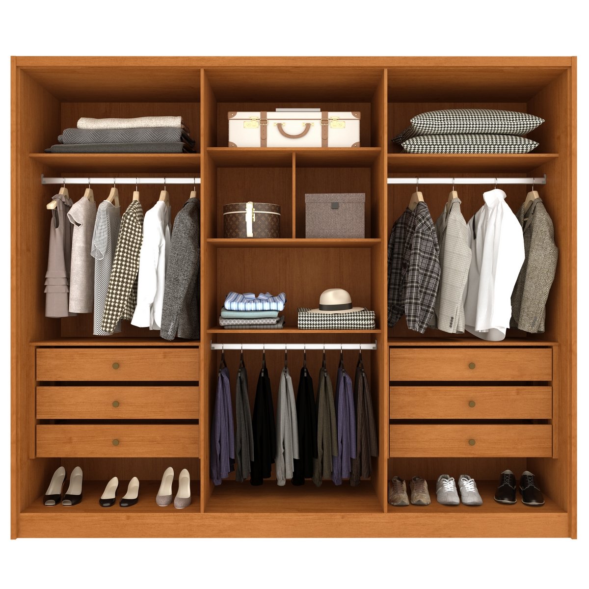 Guarda-Roupa 6 Portas Realeza/Esplendor 2,74 m Cinamomo/Off White - TCIL - Imagem 2
