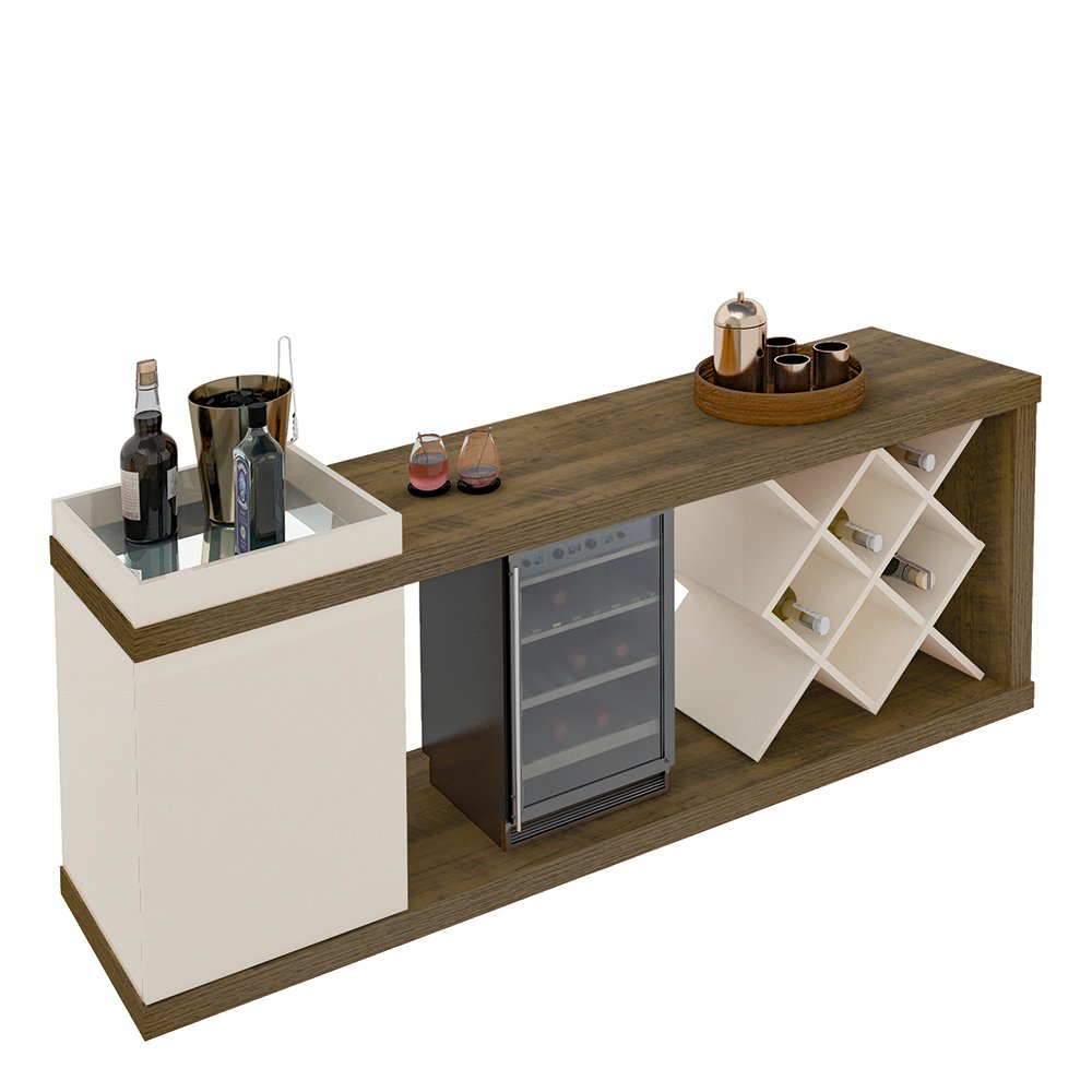 Rack Bar até 60" Madrid Pinho/Off White - ARTELY - Imagem 3