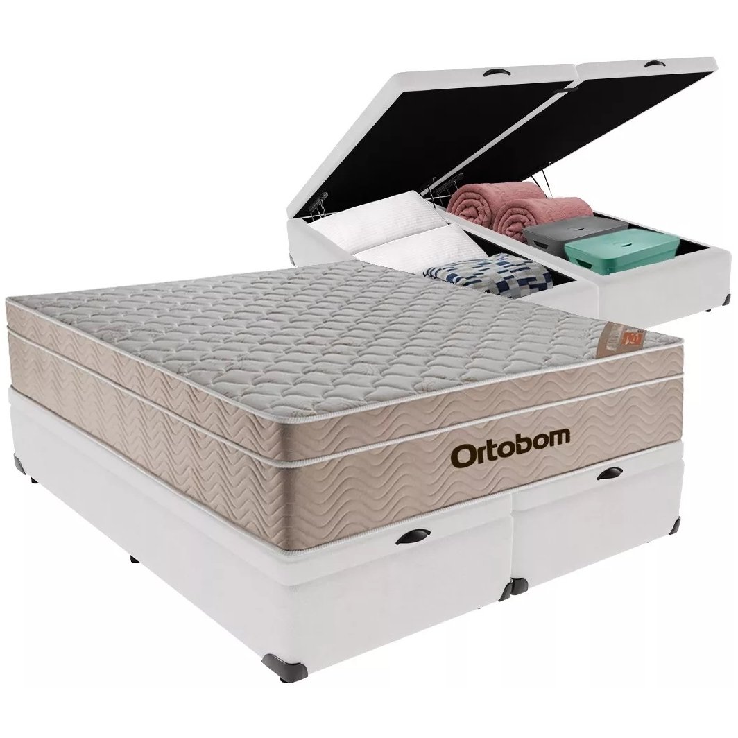 Colchão Queen Airtech Springpocket 25 cm D26 Molas Ensacadas + Base Baú Corino Branco – ORTOBOM + BIOSTAR - Imagem 2
