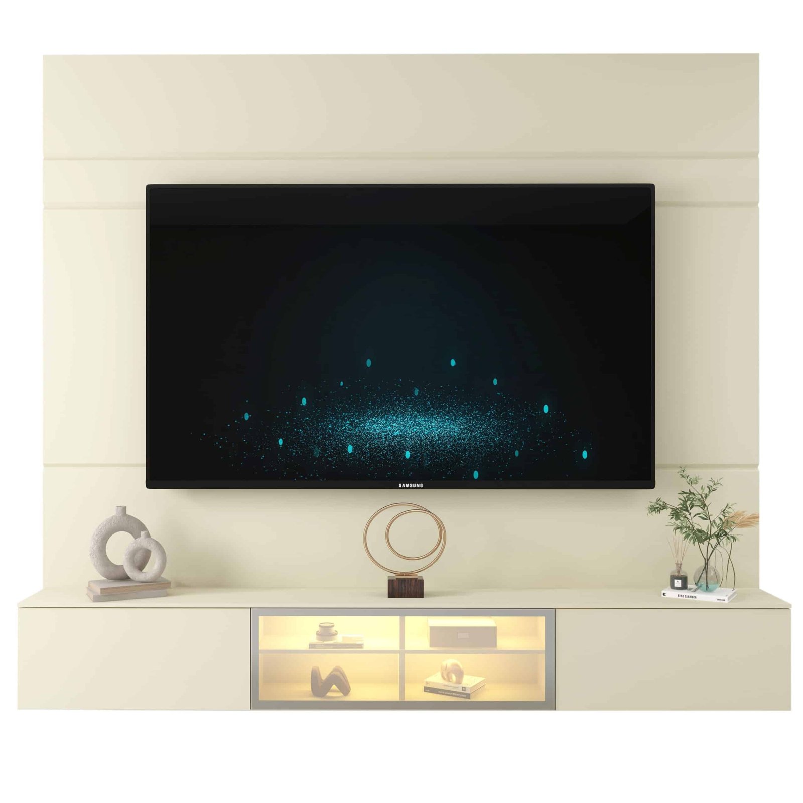 Painel até 85″ Luminare 2,17 m Off White + Nicho Luminare 2,15 m Naturale – GELIUS - Imagem 6