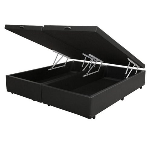 Base Box Queen Baú Corino Preto - BIOSTAR