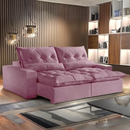 Sofá Retrátil e Reclinável Avalon  2,00 m Rosé - IMPÉRIO ESTOFADOS