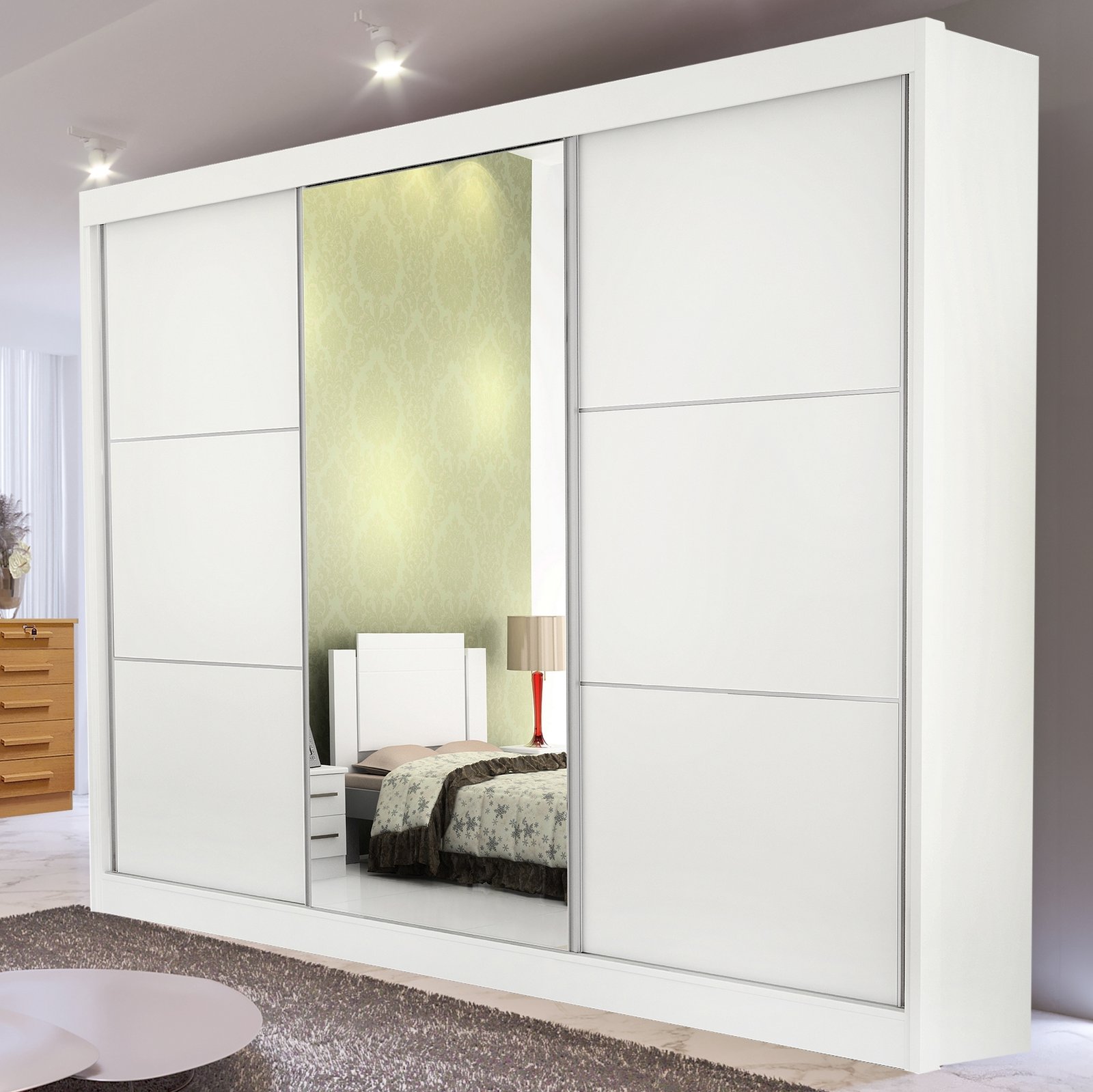 Guarda-Roupa 3 Portas Los Angeles 2,73 m Branco - D'DORO MÓVEIS