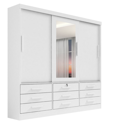 Alternative view of Guarda-Roupa 3 Portas Meridian 2,00 m Branco - D DORO MOVEIS